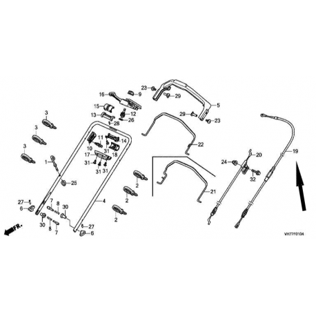 Câble variateur de vitesse Honda HRX537 - 54510vh7t32