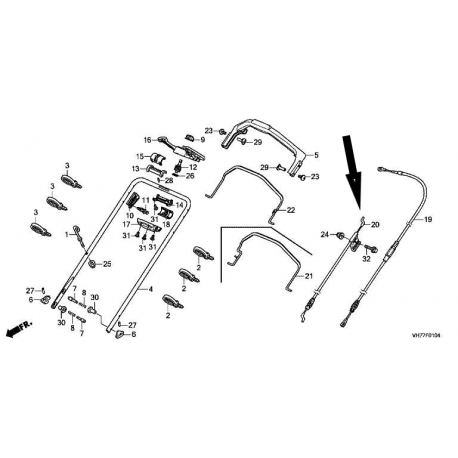 Câble frein moteur Honda HRX537 - 54530VL0S01