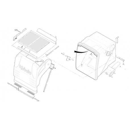 platine gauche de grille de bac GCD900 W21TS07025 KUBOTA 