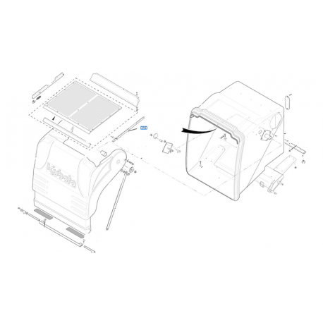 platine droite de grille de bac GCD900 W21TS07028 KUBOTA 